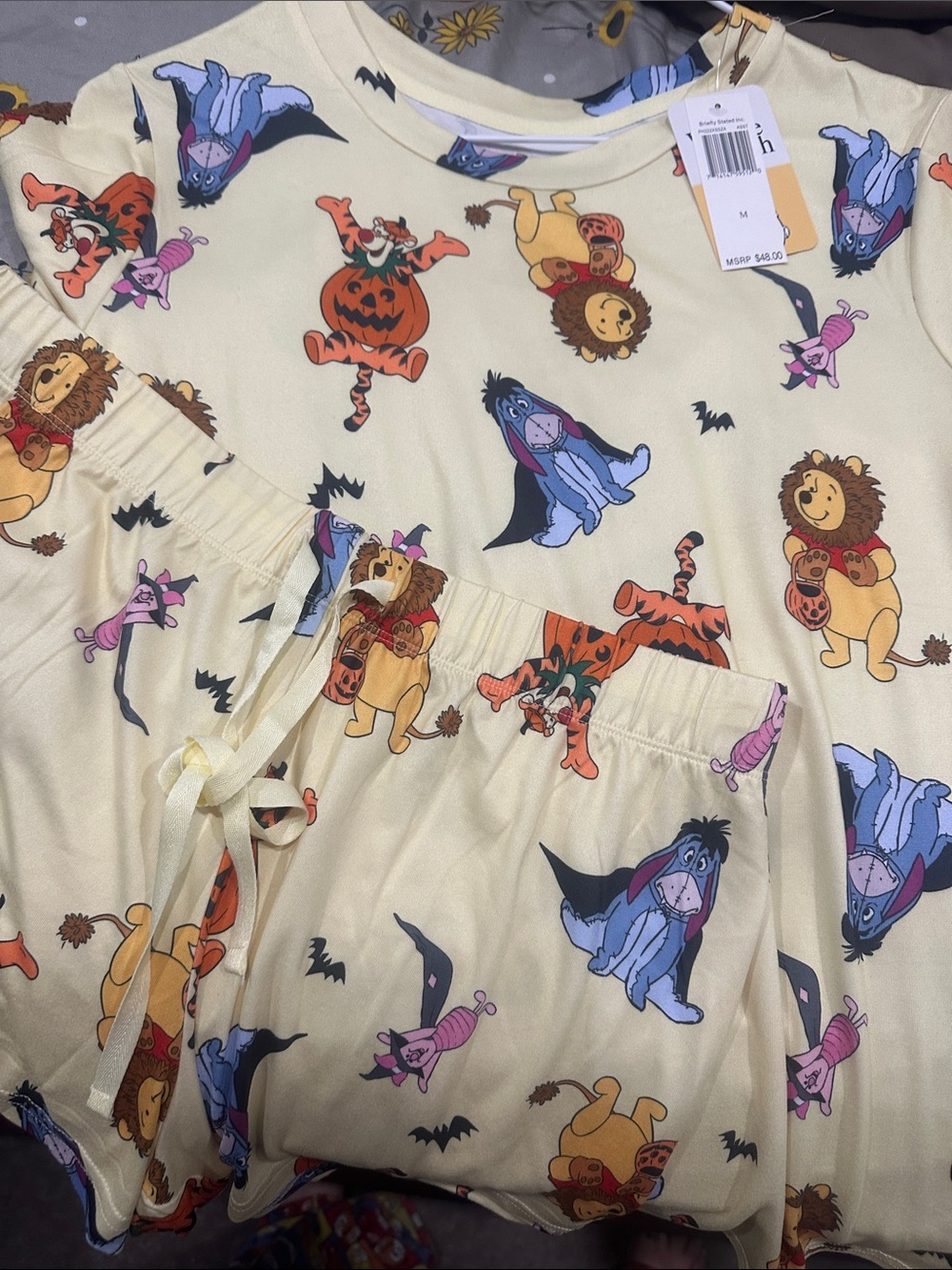 Halloween Character Pajama Set - Cream with Multi-Color Prints